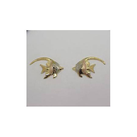 14k Gold Deluxe Three Tone Nautical Hawaiian Earrings 3.1g